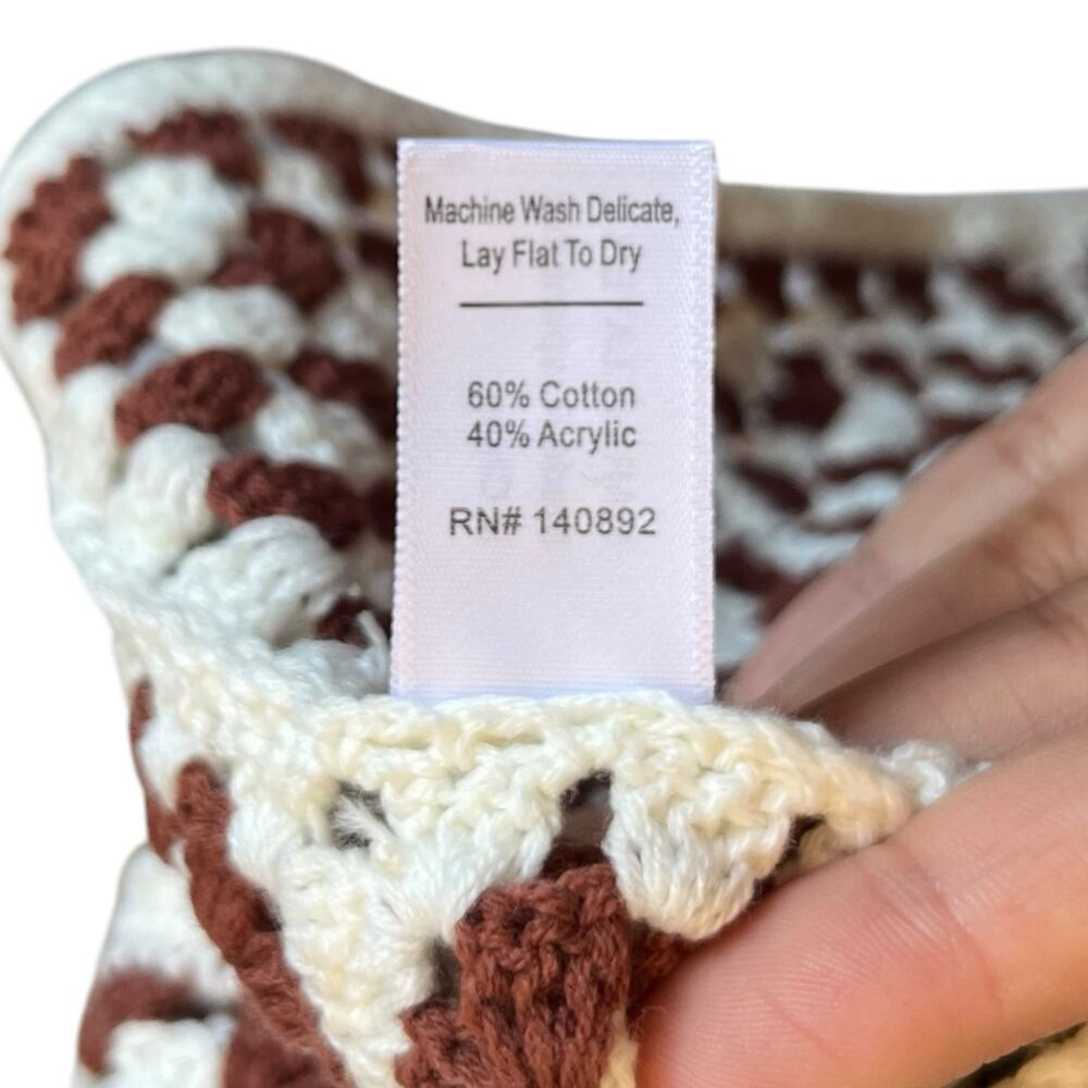 NWT Marine Layer Archive Celeste Crochet Dress Brown White Granny Square Size L - Picture 10 of 13
